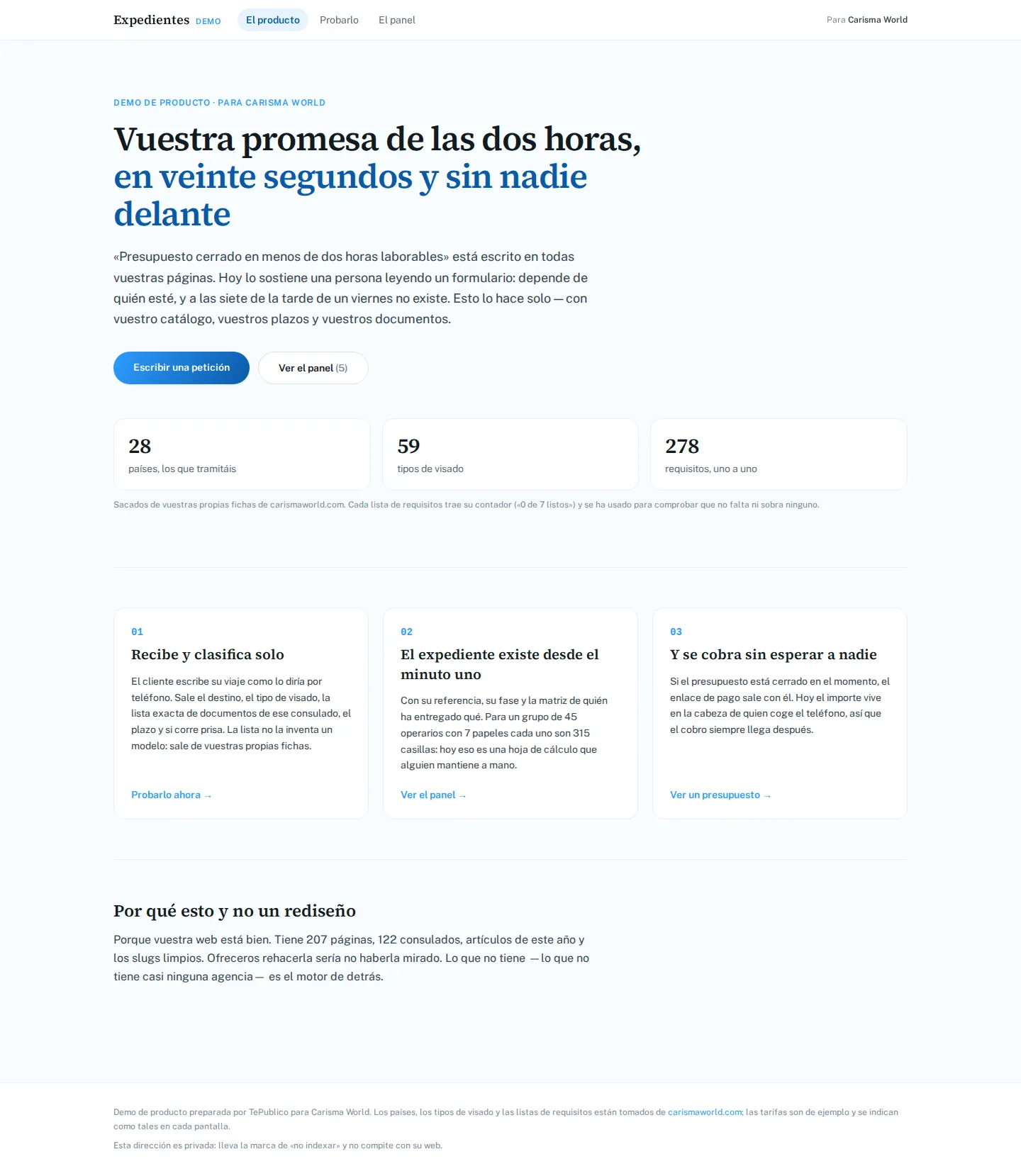 Visa agency: from a contact form to a case file with a fixed quote