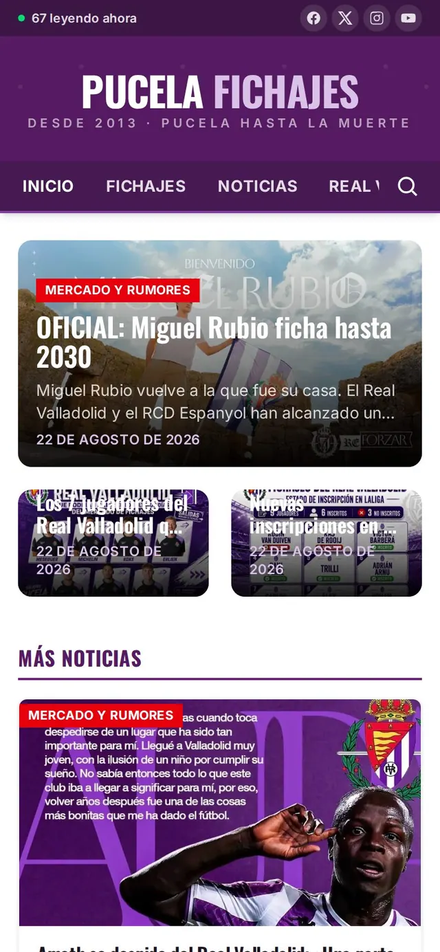Digitales Medium über einen Fußballklub — versión móvil