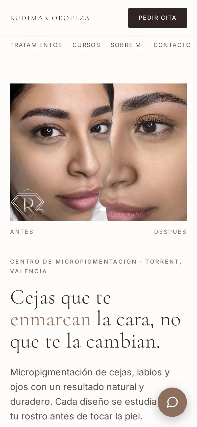 Permanent make-up studio: from 52 MB of banners to a website with online booking — versión móvil