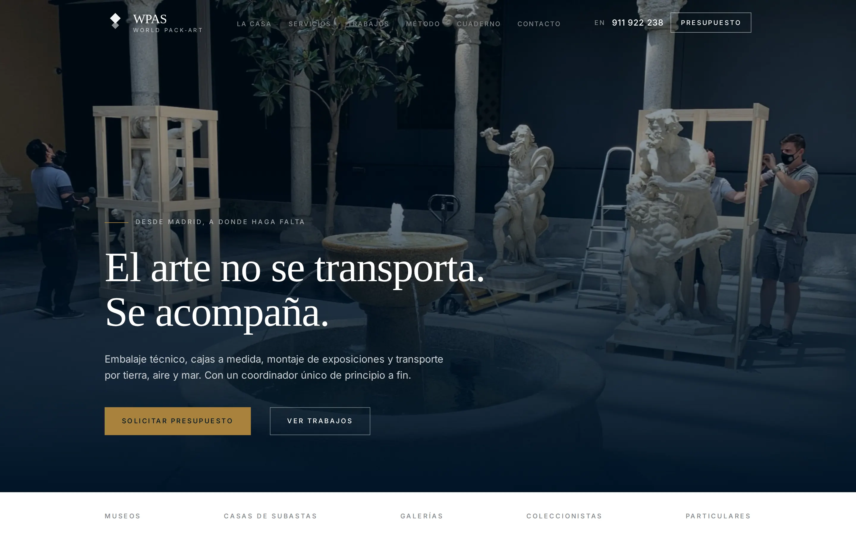 Fine art transport: a bilingual website that finally says where the company is