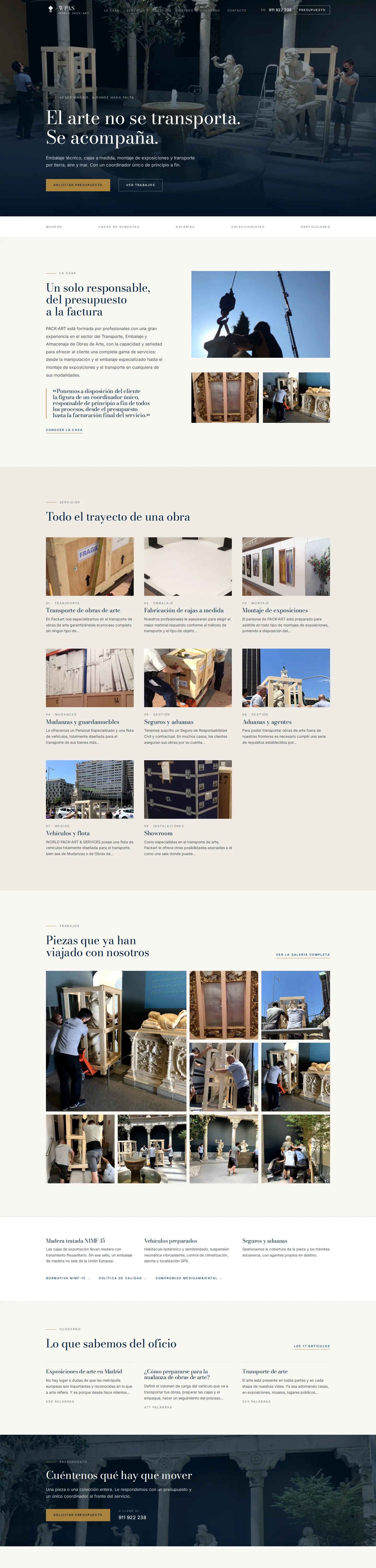 Fine art transport: a bilingual website that finally says where the company is