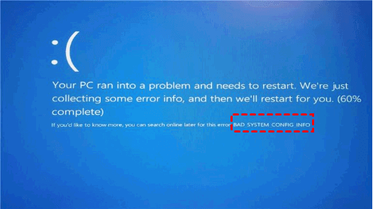 Solución Error BAD_SYSTEM_CONFIG_INFO Windows 10
